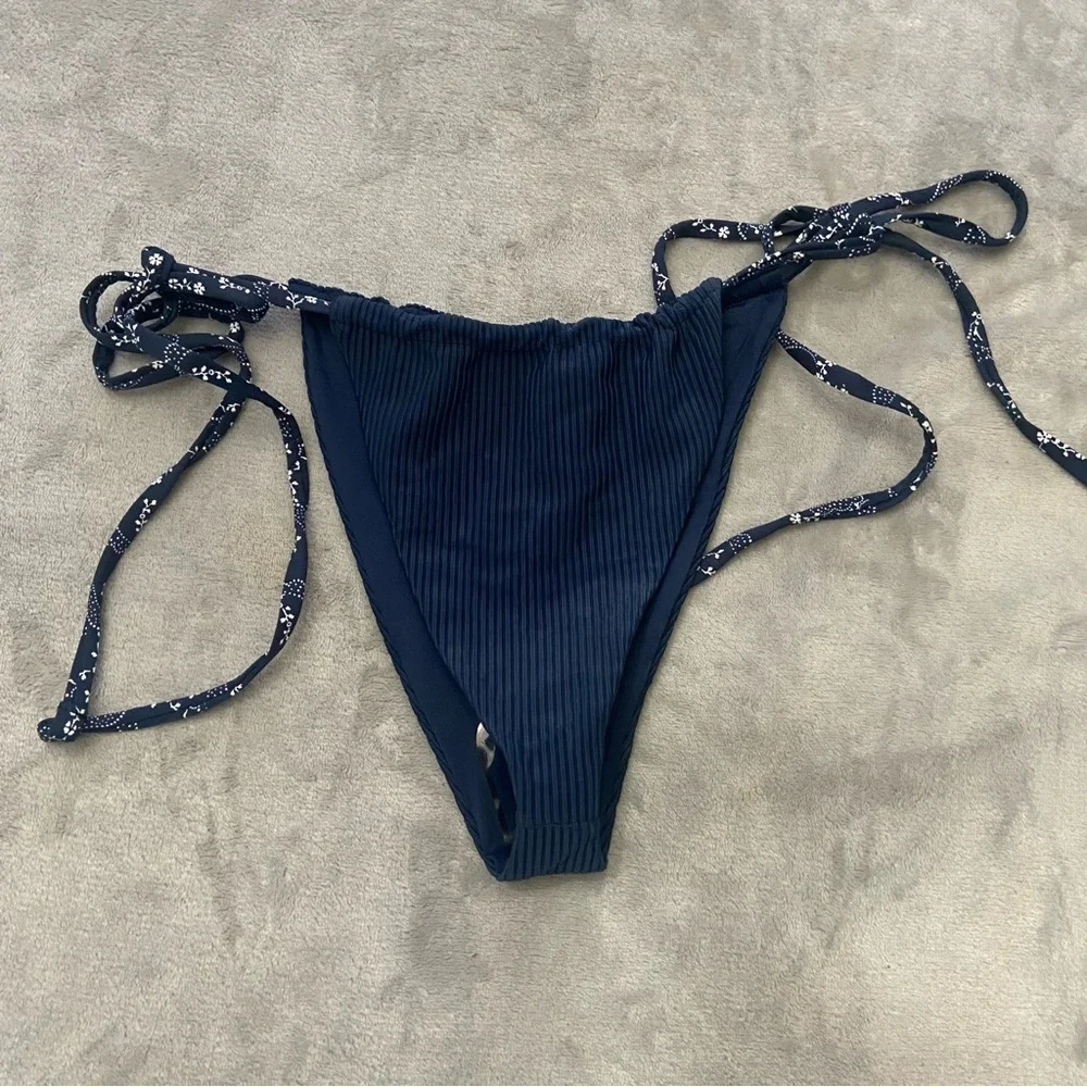 New! Frankie’s Bikini’s Tia ribbed thong string bikini bottom 24127